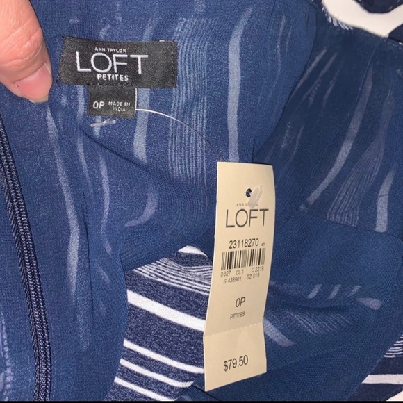 Loft Petites Blue Stripe Ruffle Romper Size 0 Petite - Picture 4 of 5